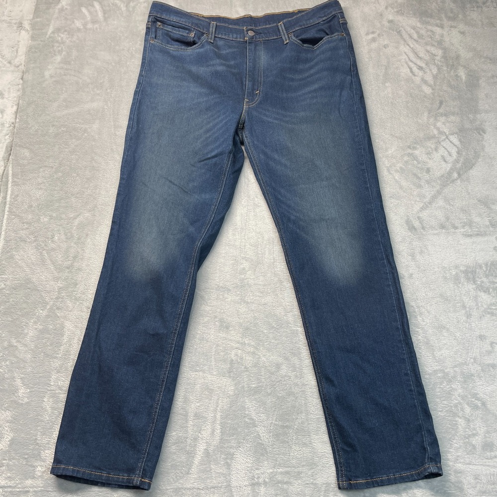 Levi's 541 Jeans Mens 38x34 Blue Denim Whiskered Red Tab Low Waist Straight Leg